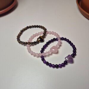 Gemstone with Heart Bead Bracelet